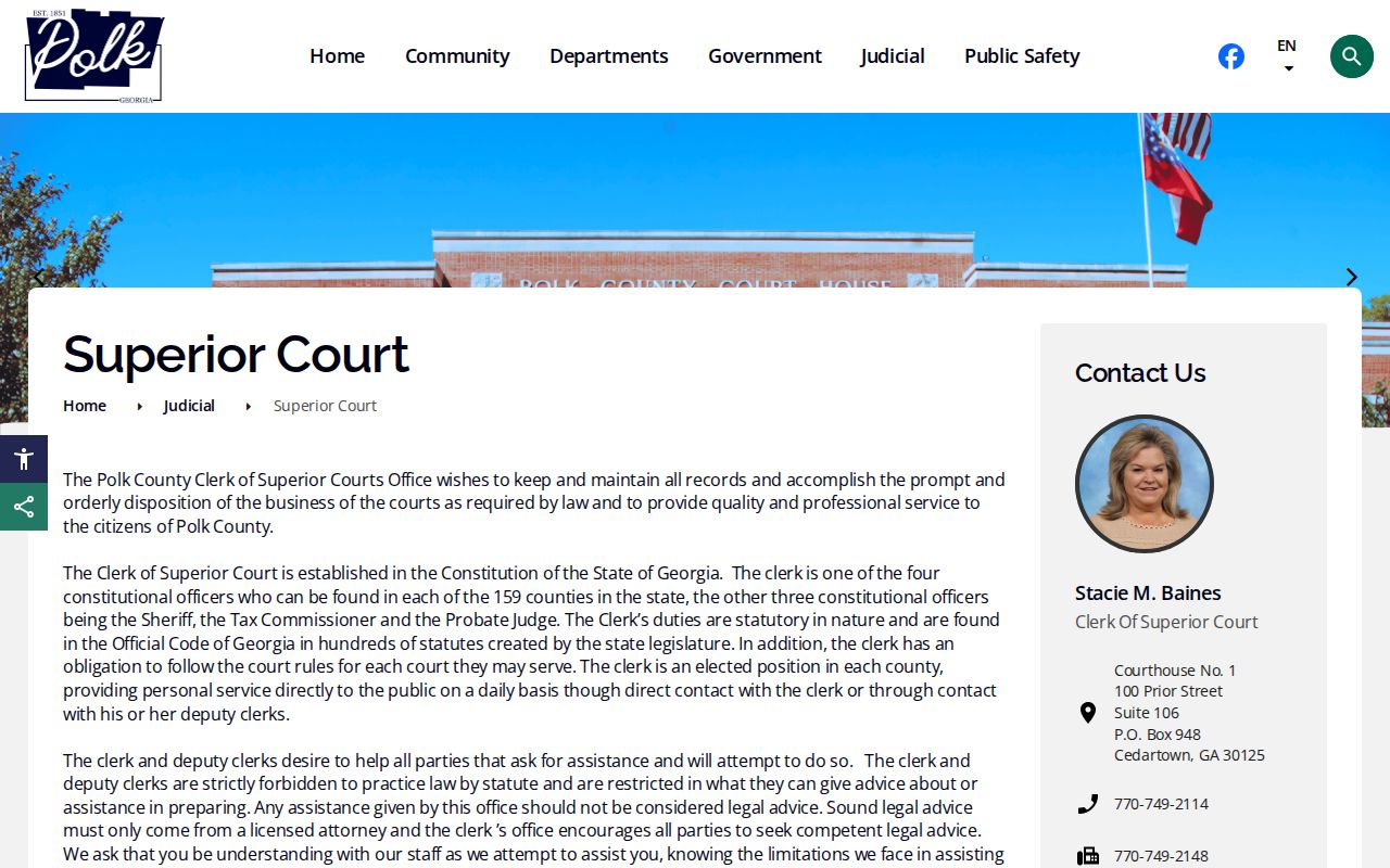 Polk County criminal court cases Superior Court access page