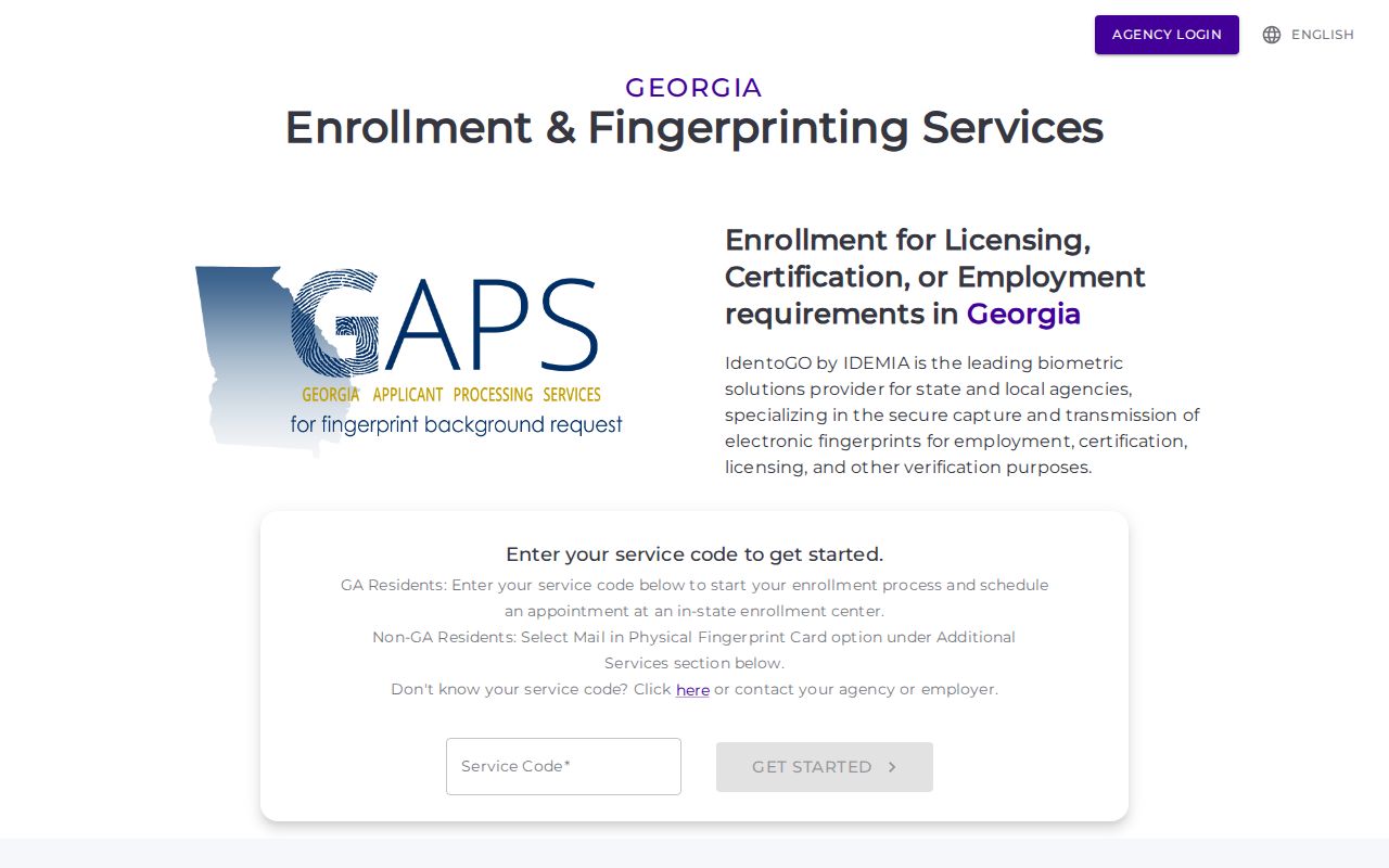 GAPS fingerprint channel for Polk County criminal history checks