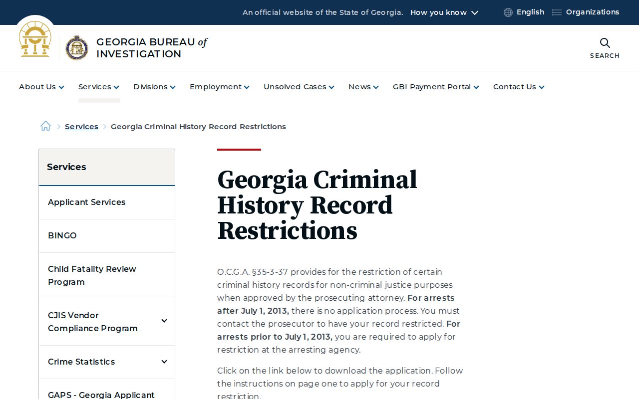 Georgia record restriction source for Polk County criminal history