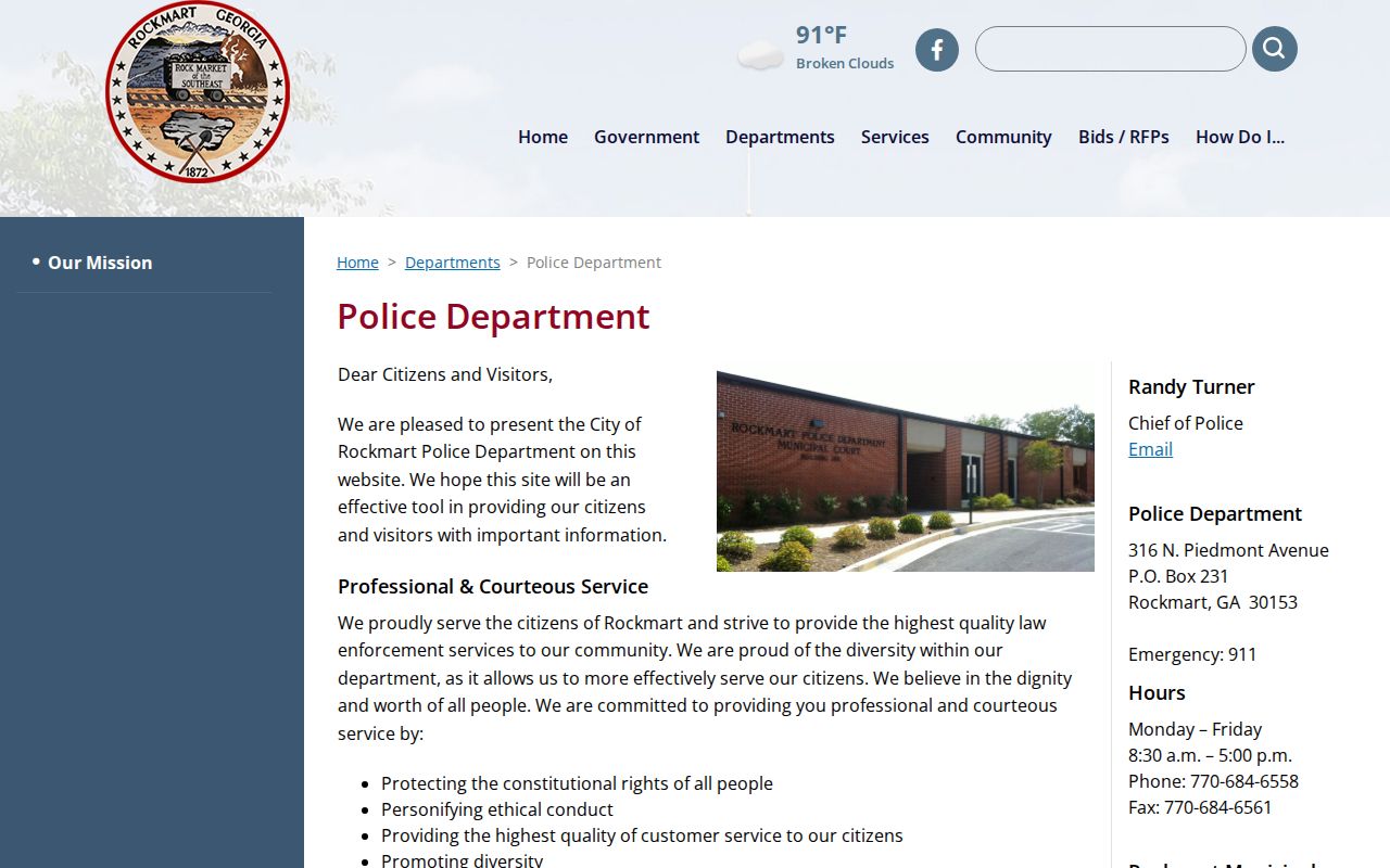 Rockmart Police criminal records and report request page